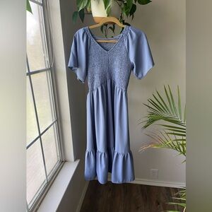 Dusty blue knee length dress